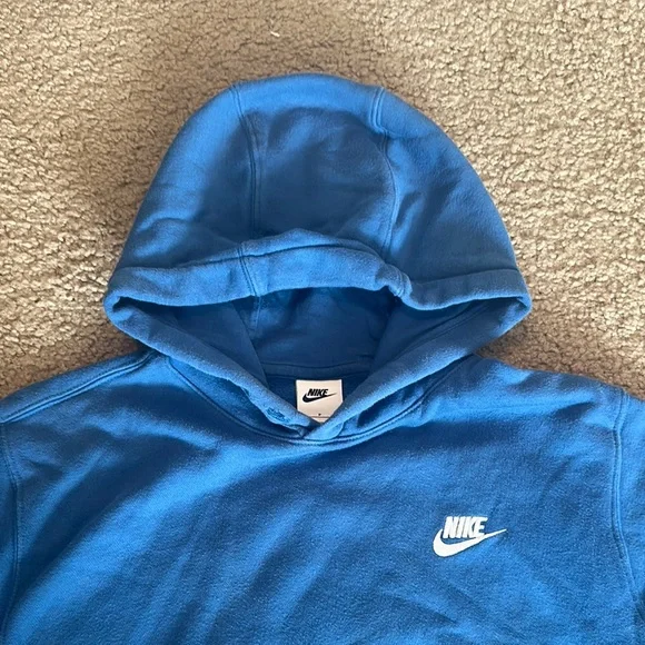 Nike Mens Pullover Hoodie Sweatshirt Swoosh Logo Athletic Casual Blue Size S - Picture 3 of 5